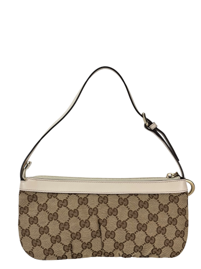 GUCCI - Beige Canvas Pochette Shoulder Bag