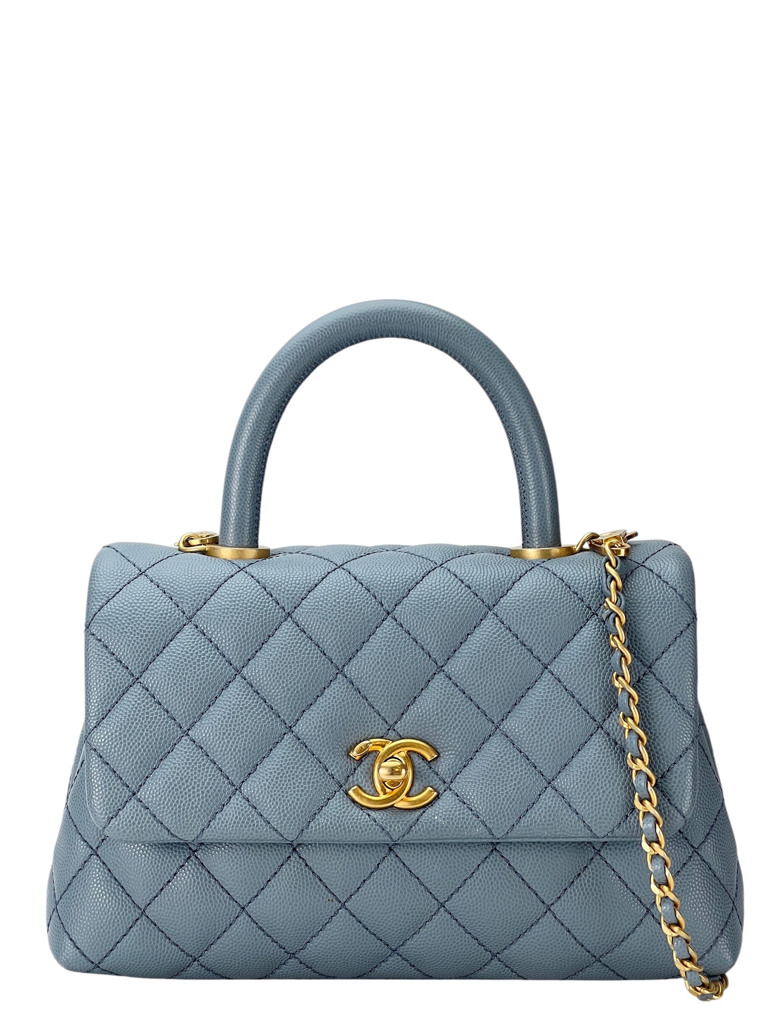 CHANEL - Caviar Coco Handle Bag Blue