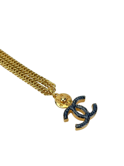 CHANEL - 24P  CC Logo Chain Denim Coco Mark Necklace