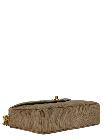 CHANEL - Lizard Leather Fringe Camera Chain Shoulder Bag 