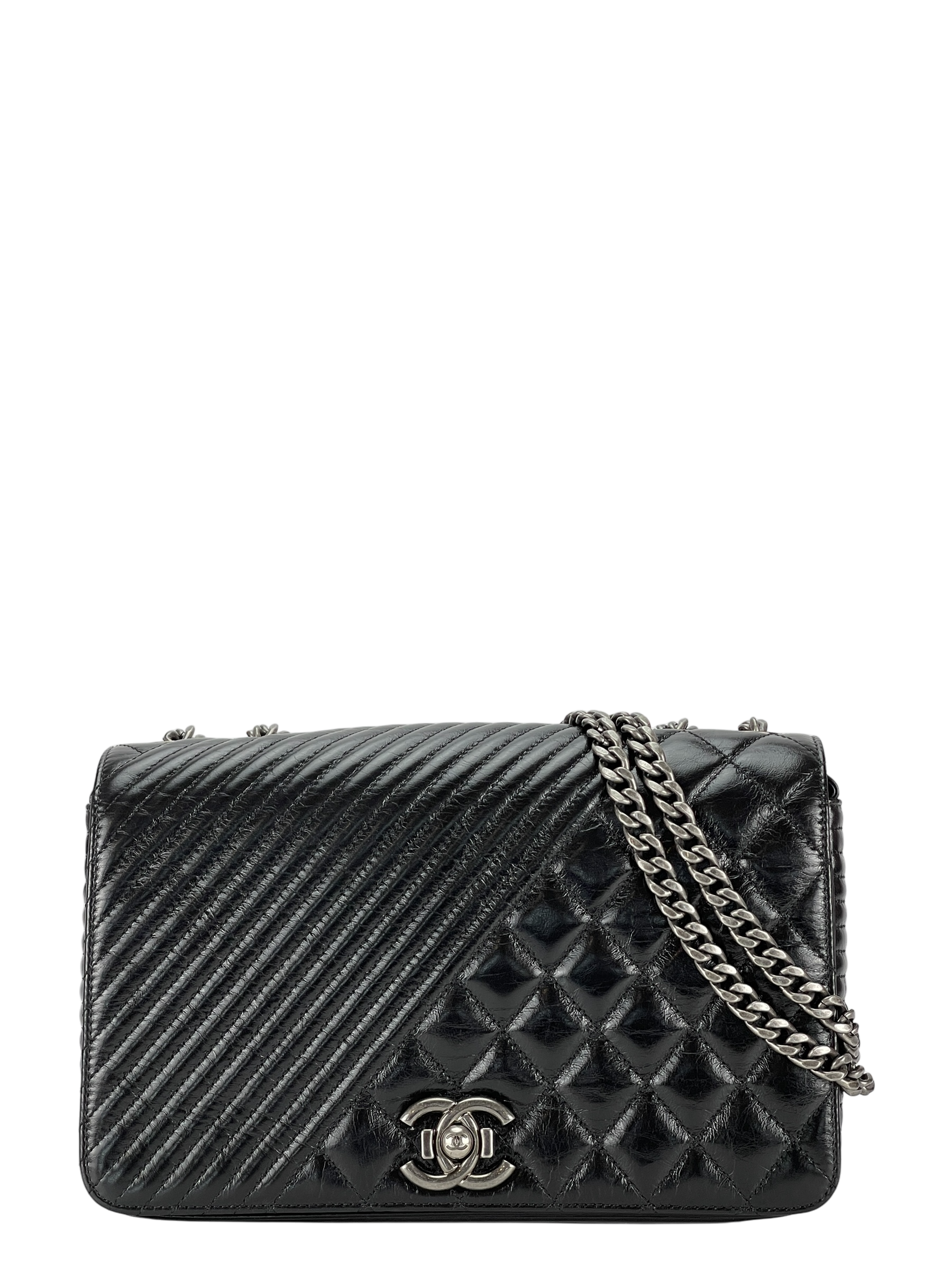 CHANEL - Coco Boy Medium Quilted Glazed Calfskin Chain Flap Bag 