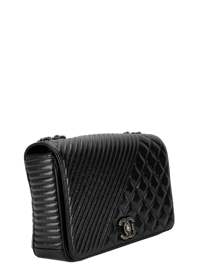 CHANEL - Coco Boy Medium Quilted Glazed Calfskin Chain Flap Bag 