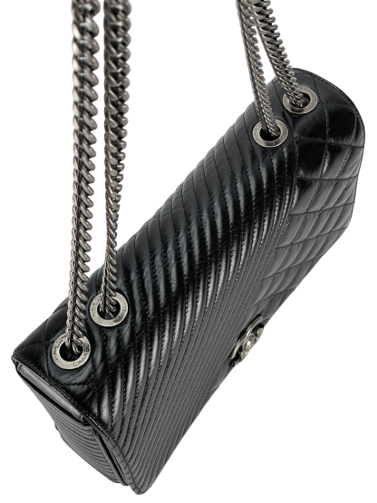 CHANEL - Coco Boy Medium Quilted Glazed Calfskin Chain Flap Bag 