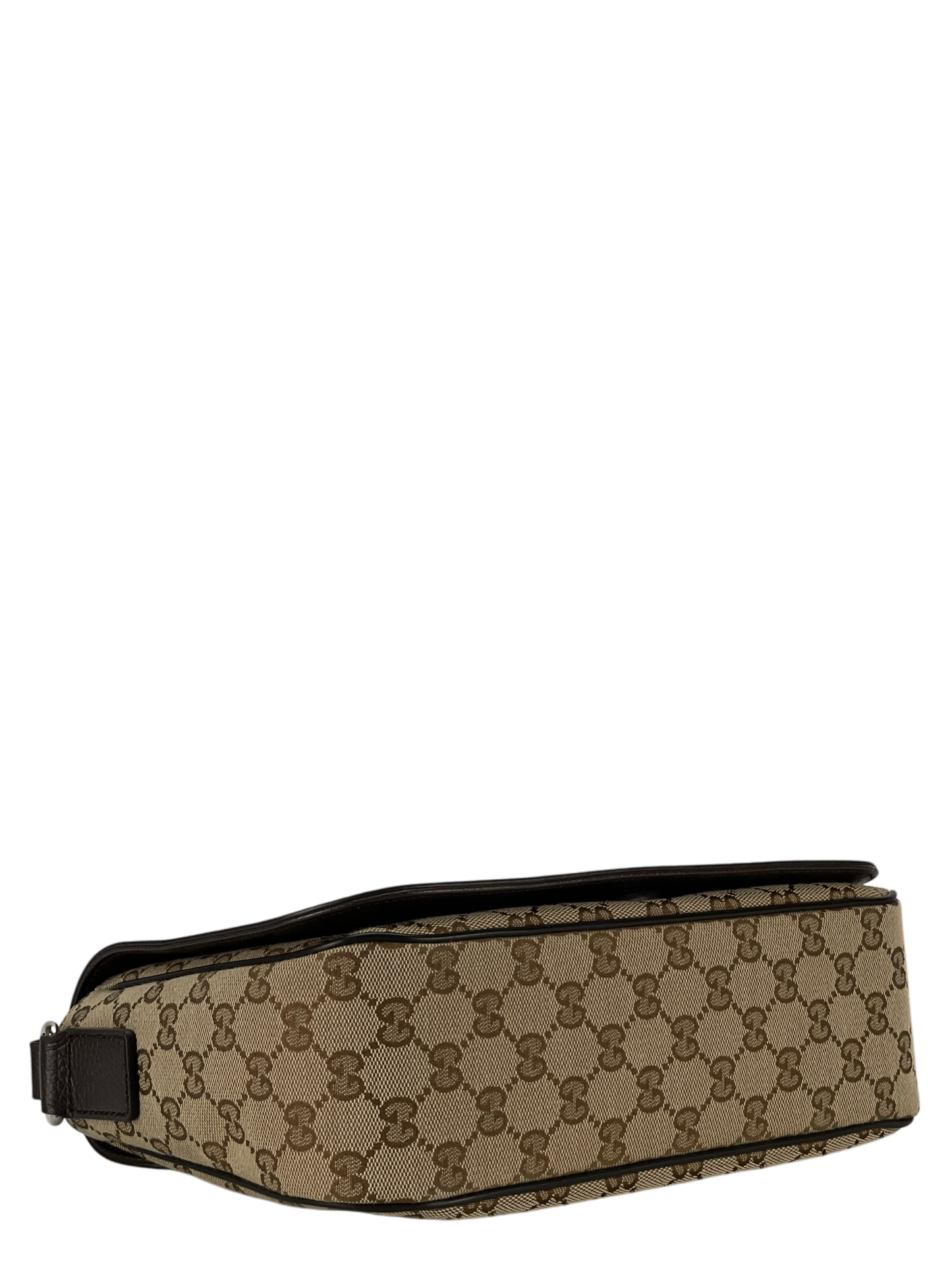 GUCCI - Beige Brown GG Canvas Leather Flap Crossbody Bag Shoulder Bag