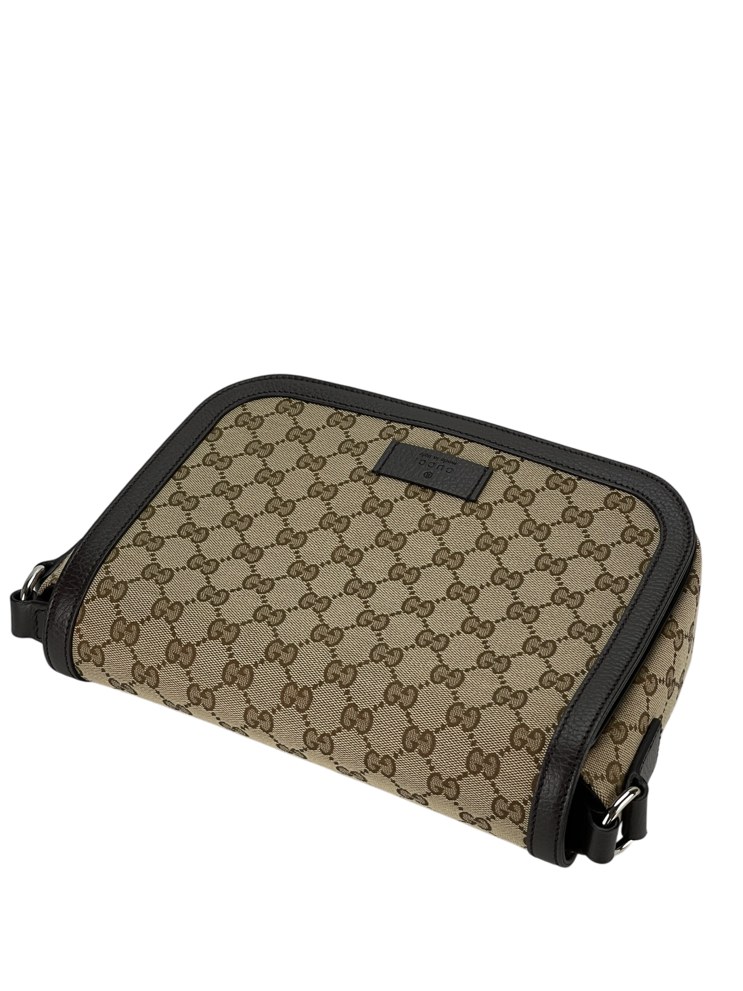 GUCCI - Beige Brown GG Canvas Leather Flap Crossbody Bag Shoulder Bag