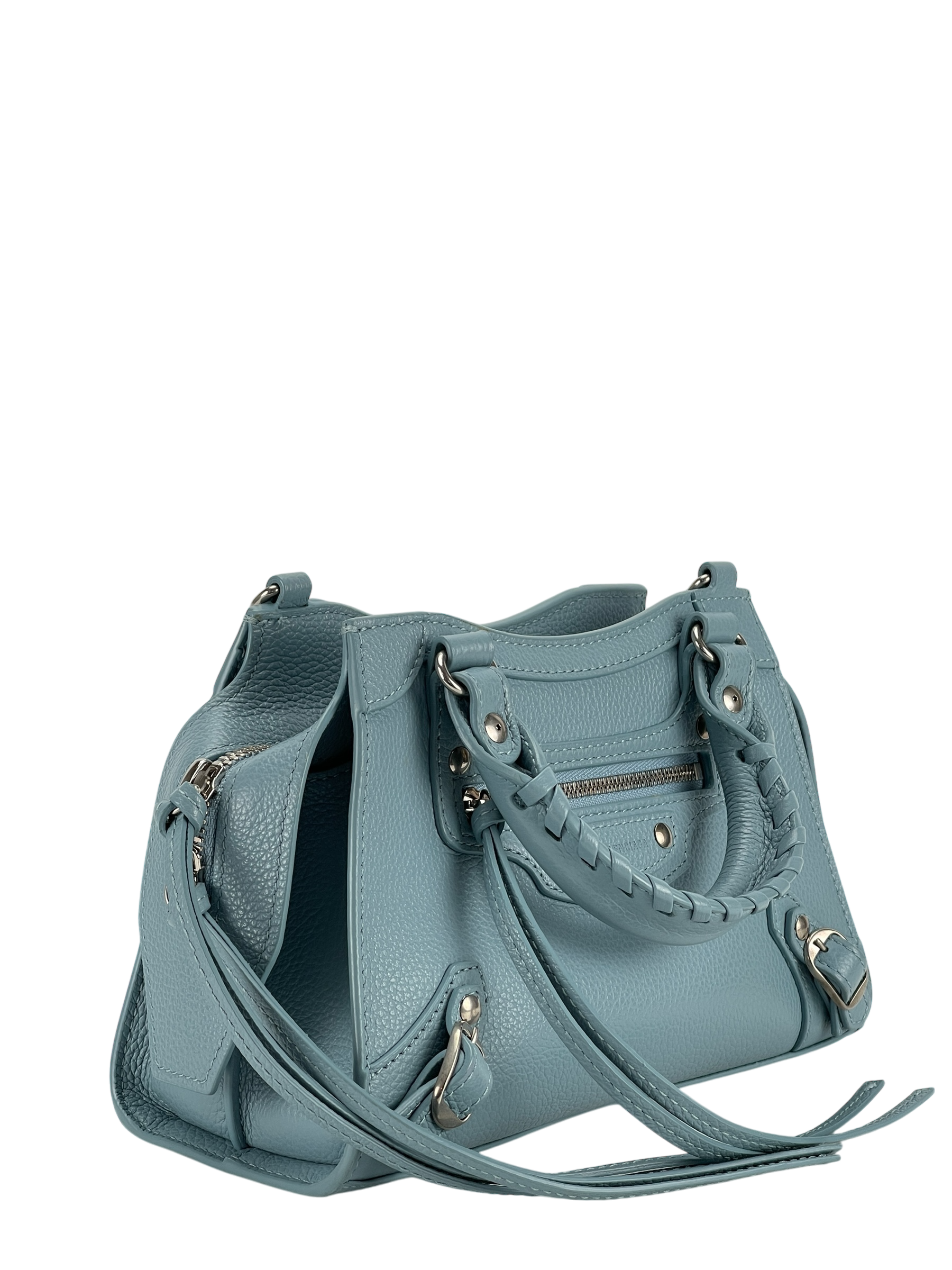 BALENCIAGA - Blue Calfskin Neo Classic City Mini Bag Sliver Hardware