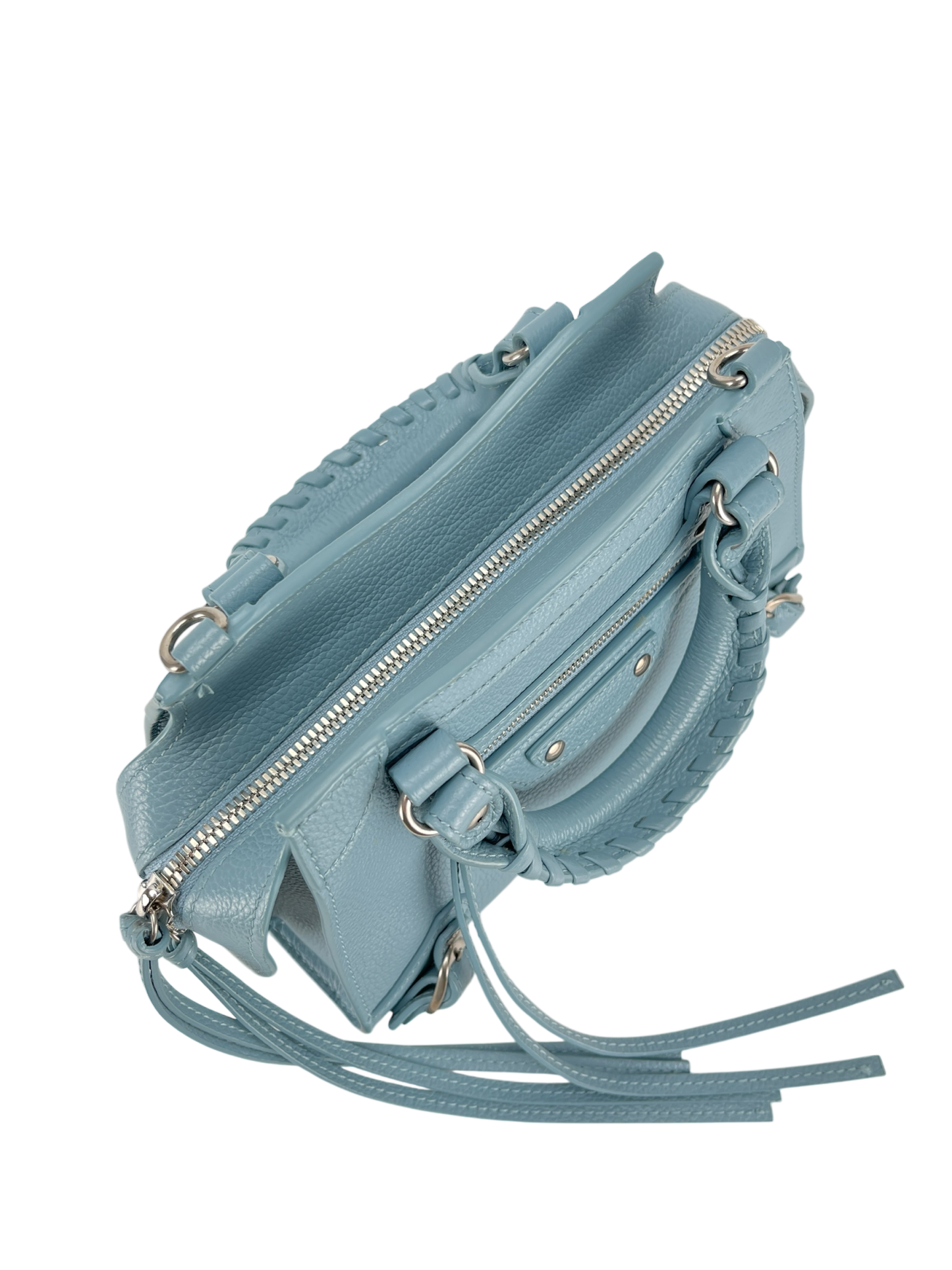 BALENCIAGA - Blue Calfskin Neo Classic City Mini Bag Sliver Hardware