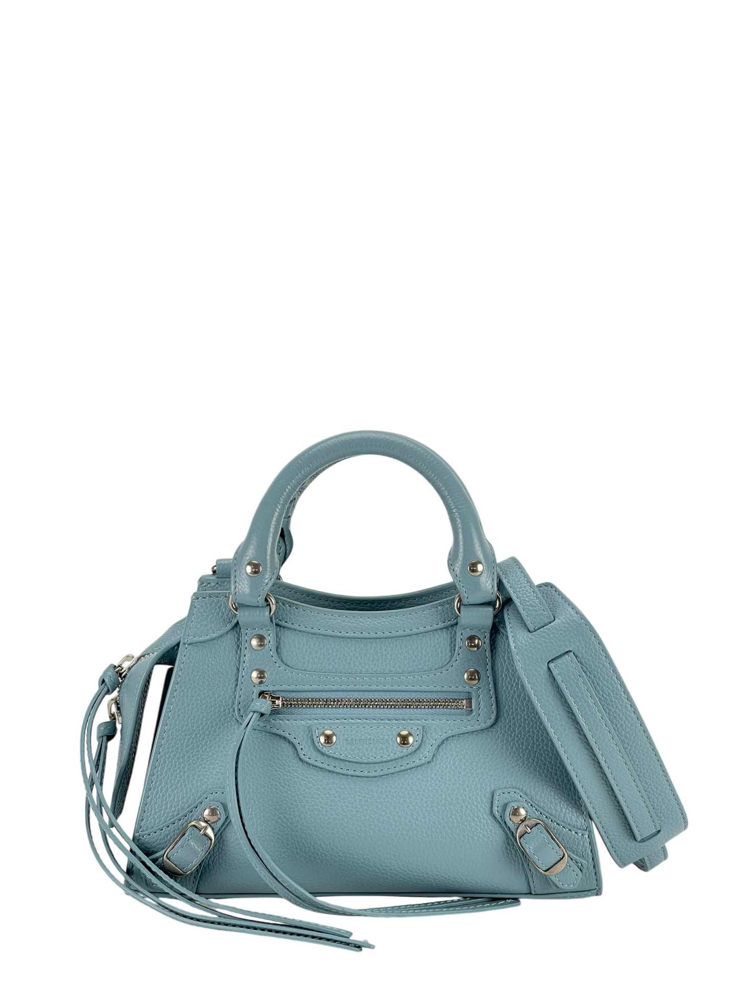 BALENCIAGA - Blue Calfskin Neo Classic City Mini Bag Sliver Hardware