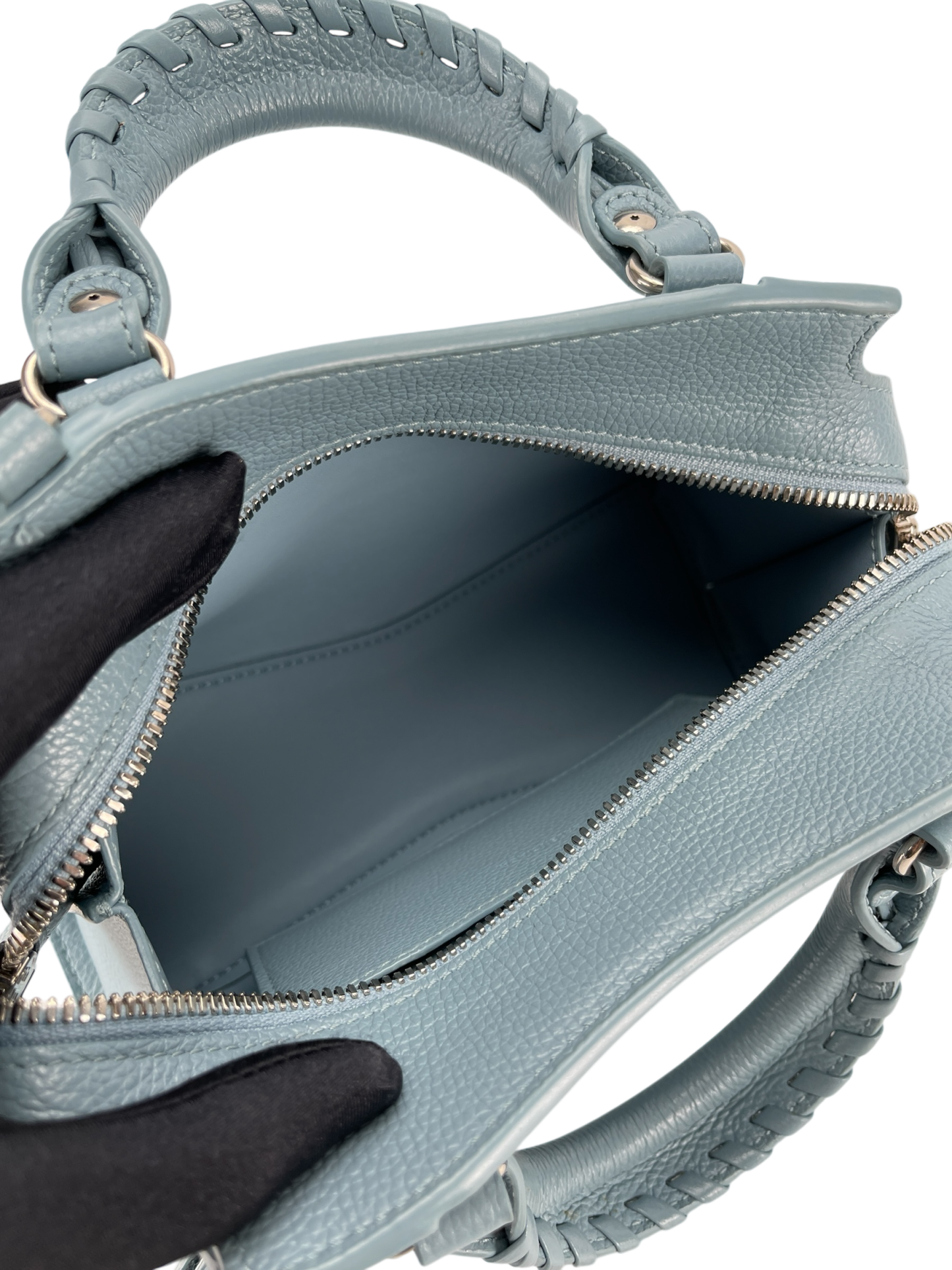 BALENCIAGA - Blue Calfskin Neo Classic City Mini Bag Sliver Hardware