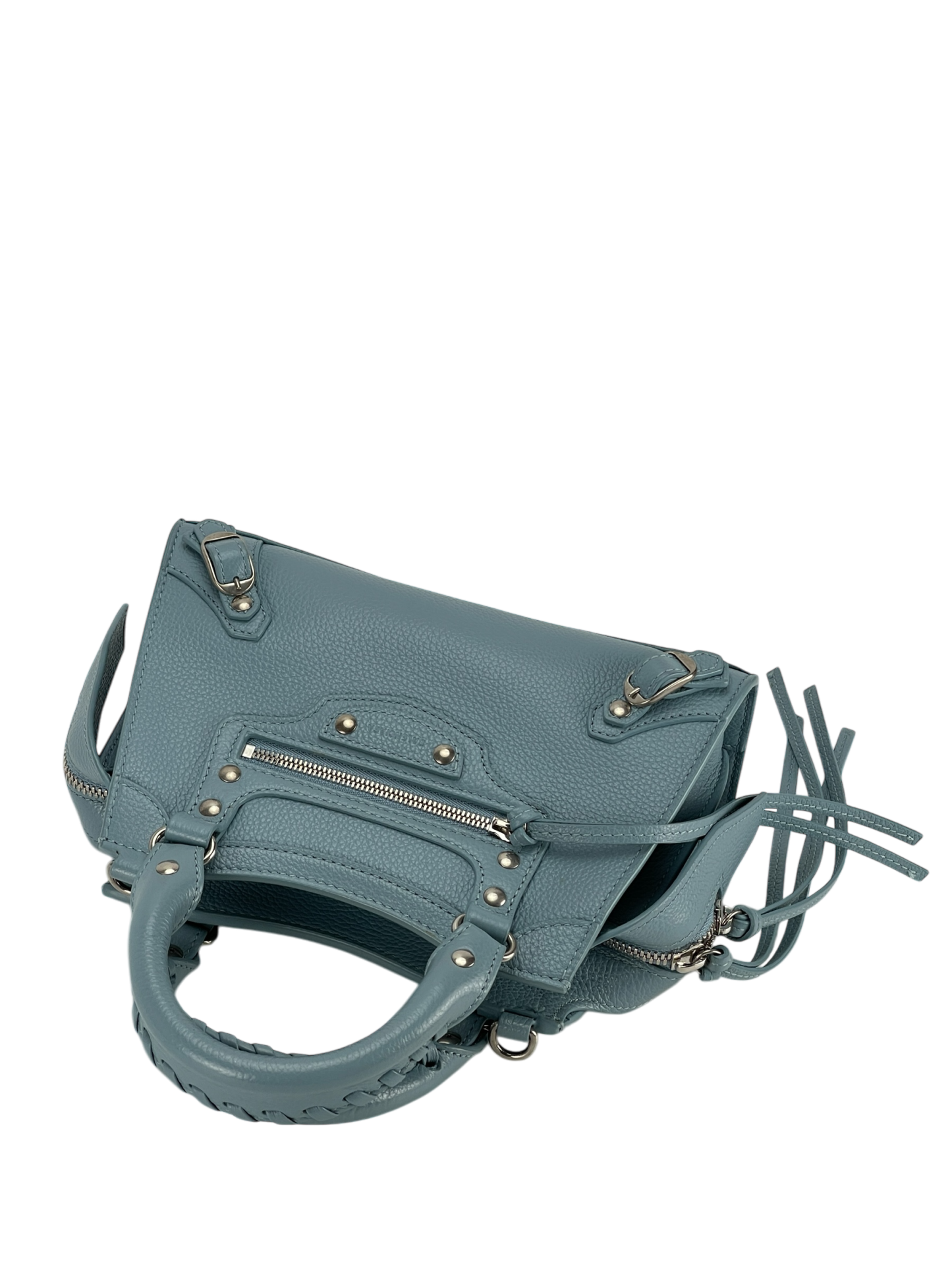 BALENCIAGA - Blue Calfskin Neo Classic City Mini Bag Sliver Hardware