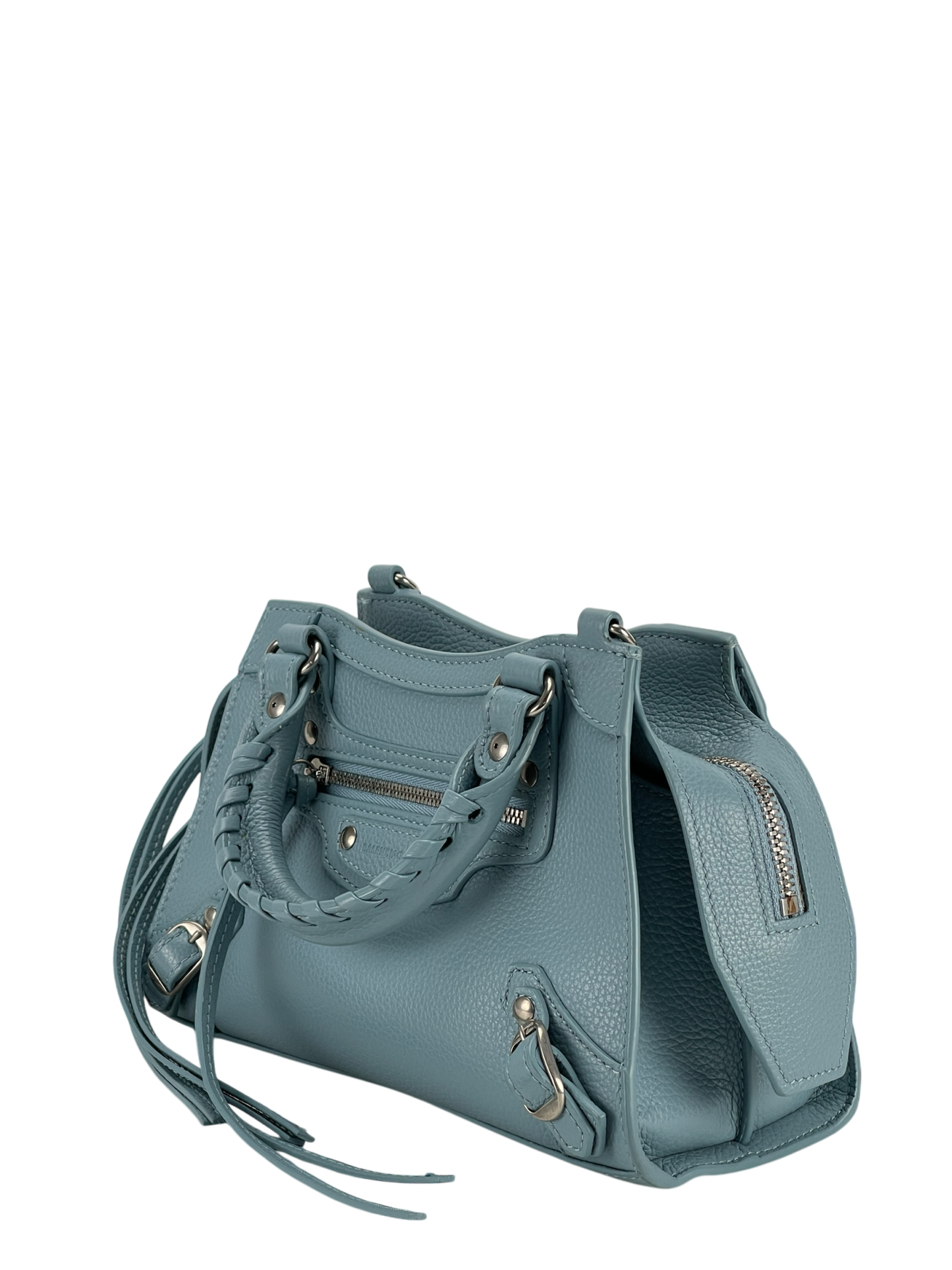 BALENCIAGA - Blue Calfskin Neo Classic City Mini Bag Sliver Hardware