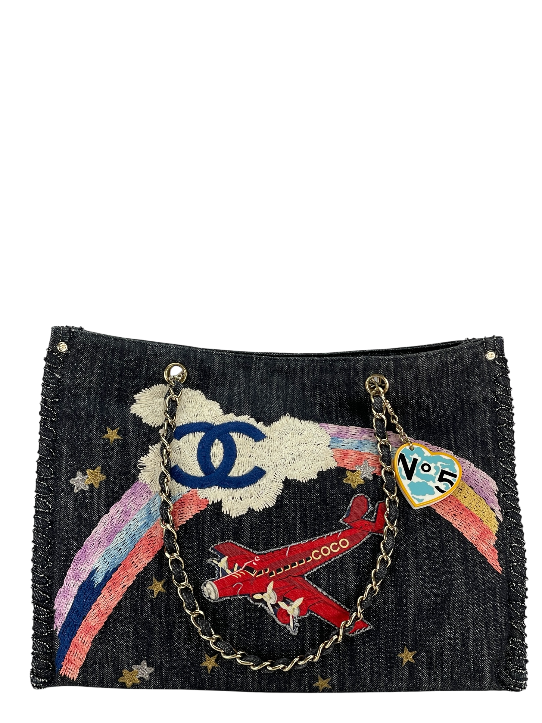 CHANEL - Night Flight Denim Chain Tote Bag