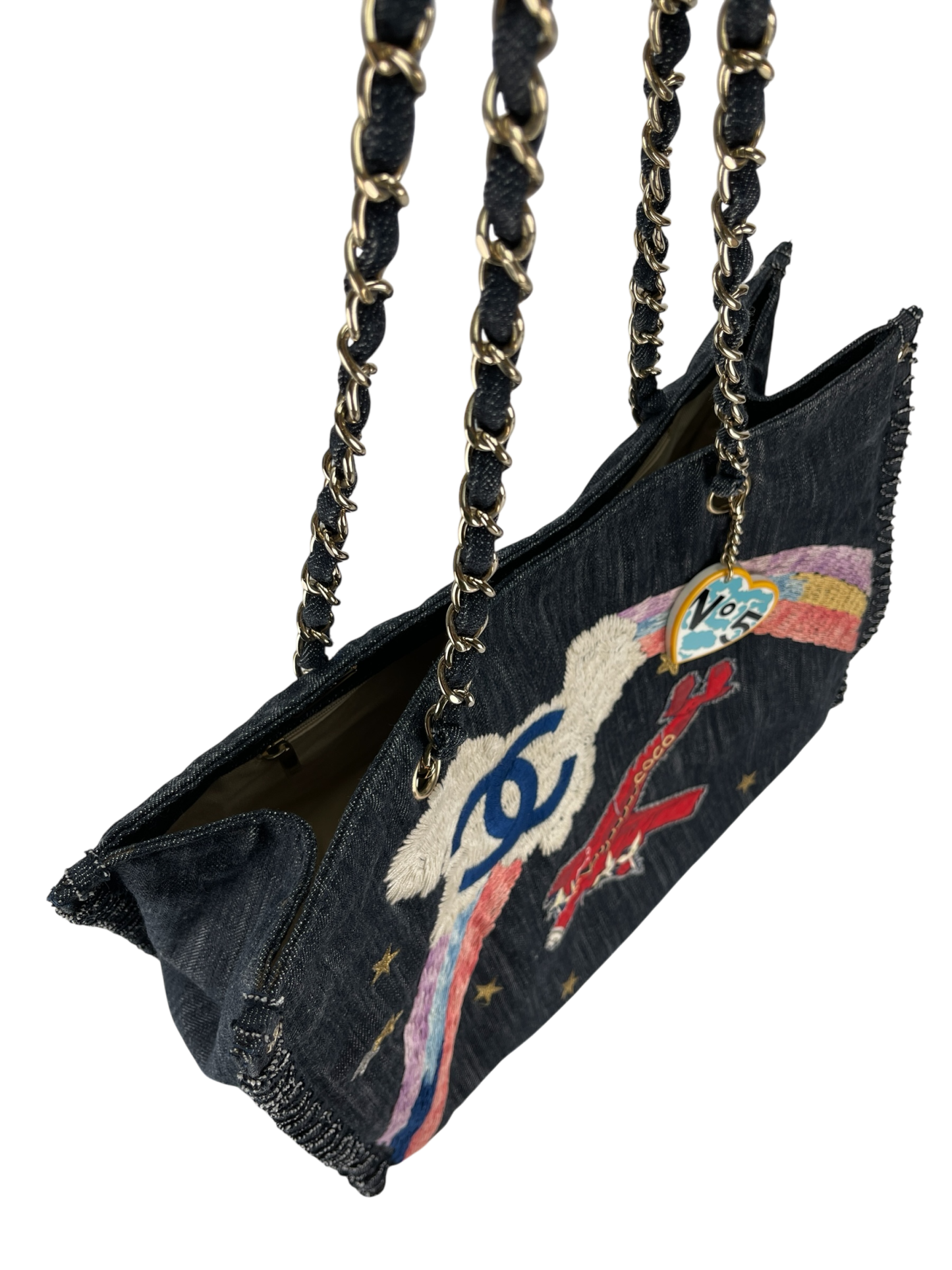CHANEL - Night Flight Denim Chain Tote Bag