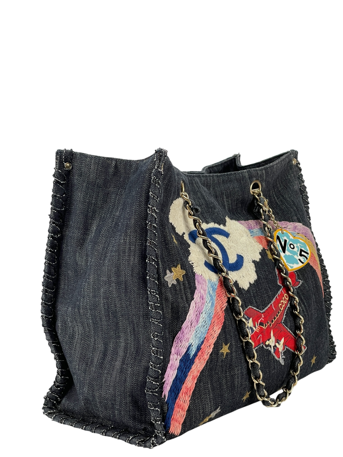 CHANEL - Night Flight Denim Chain Tote Bag