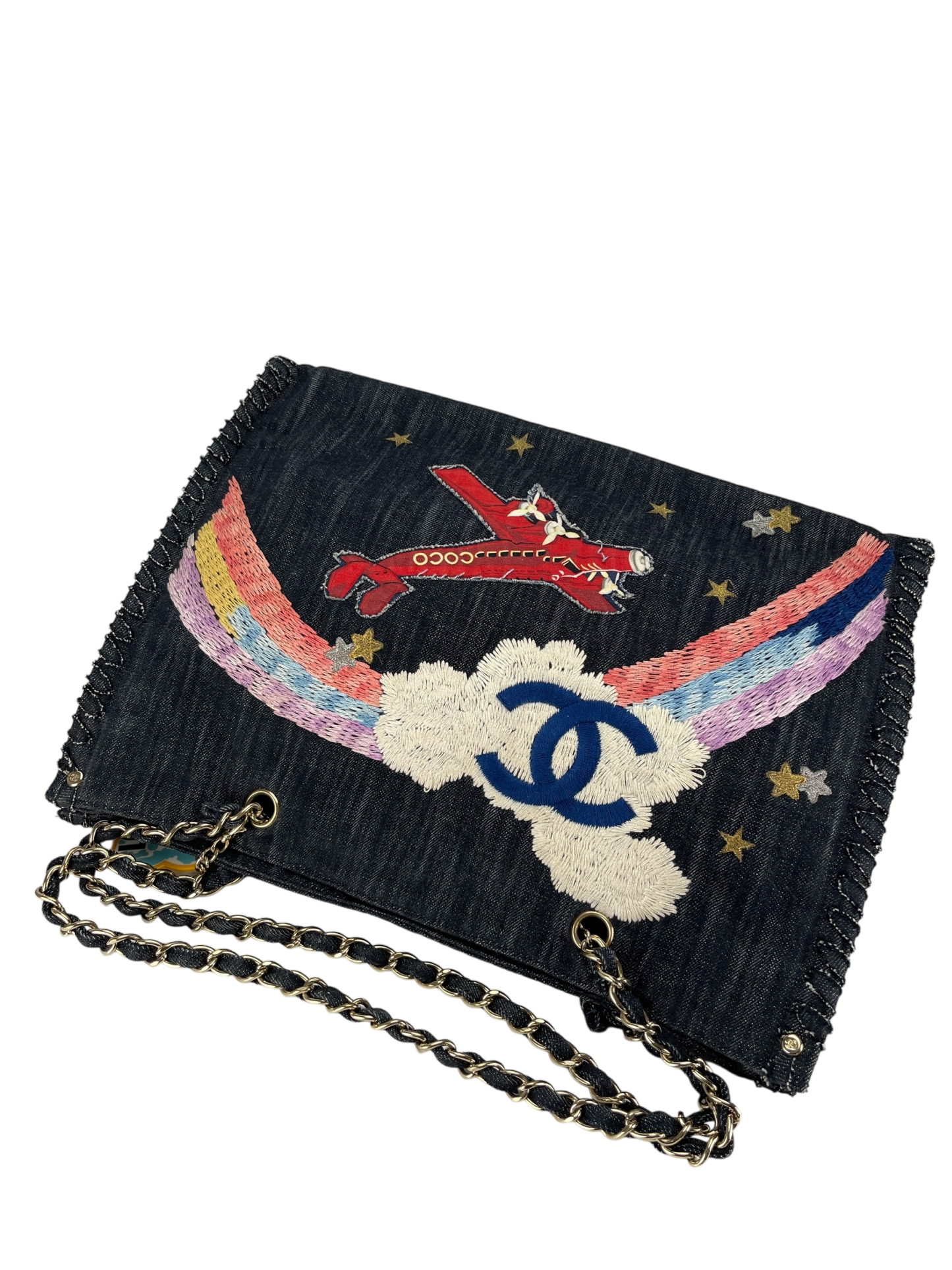 CHANEL - Night Flight Denim Chain Tote Bag