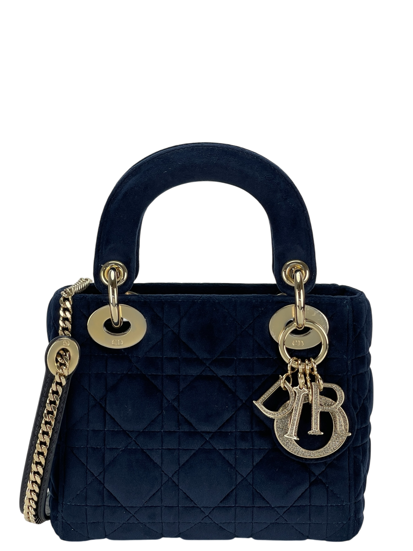 CHRISTIAN DIOR - Blue Lady Dior Velvet Handbag
