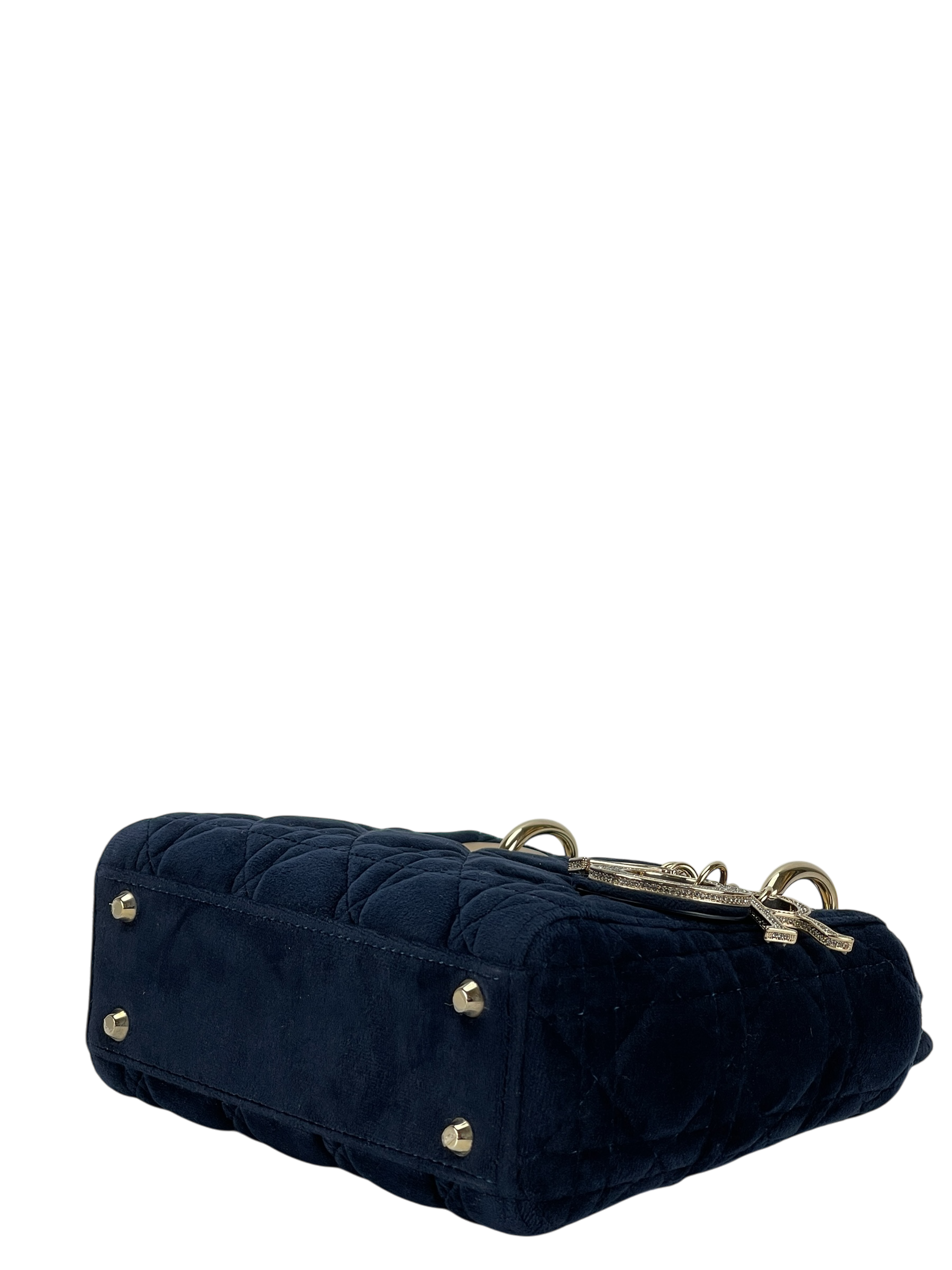 CHRISTIAN DIOR - Blue Lady Dior Velvet Handbag