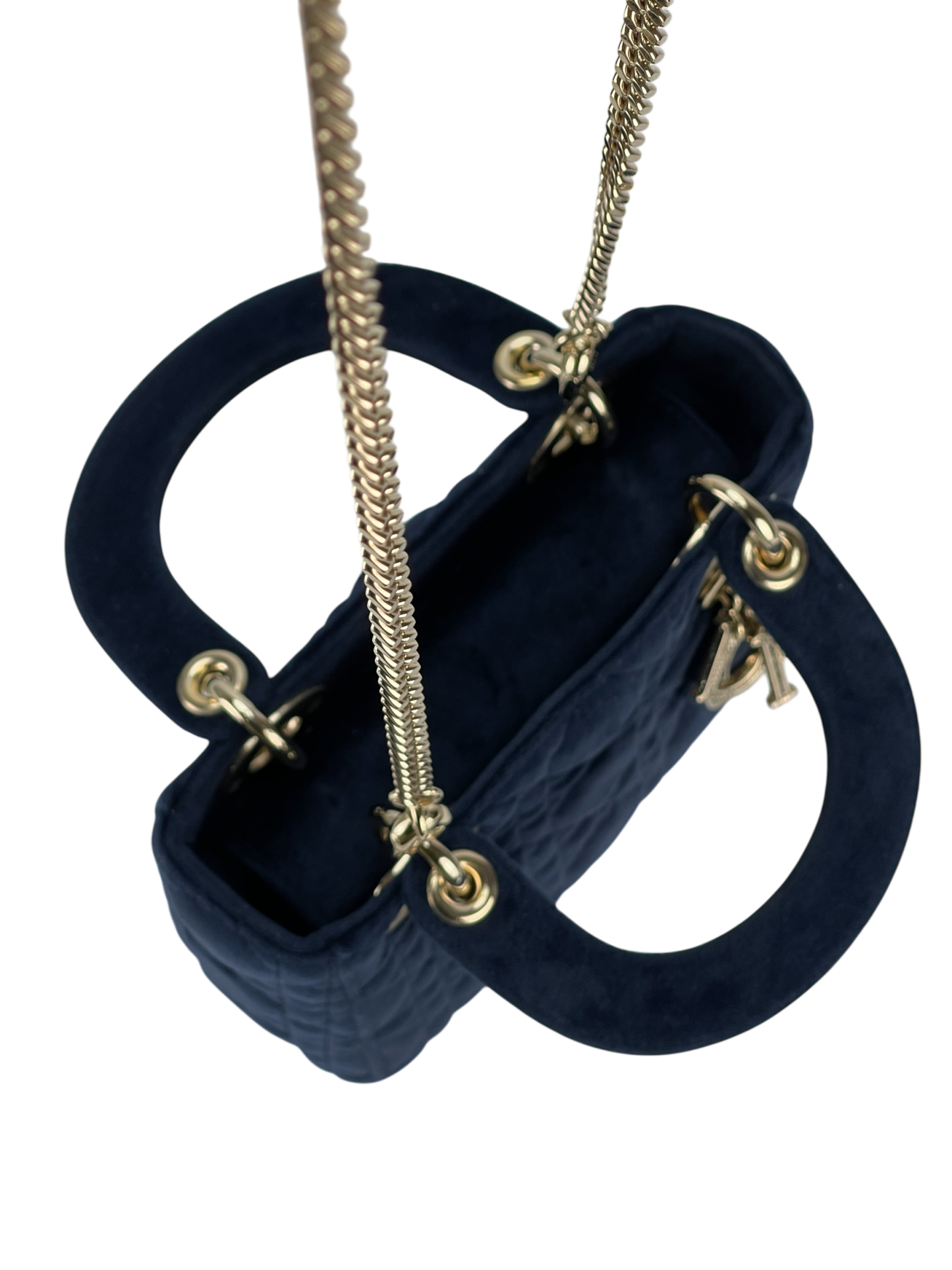 CHRISTIAN DIOR - Blue Lady Dior Velvet Handbag