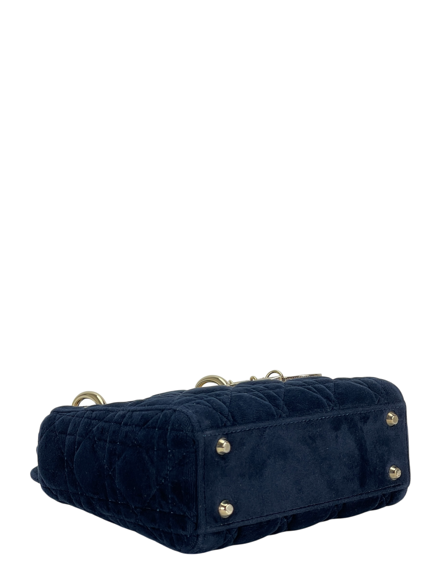 CHRISTIAN DIOR - Blue Lady Dior Velvet Handbag
