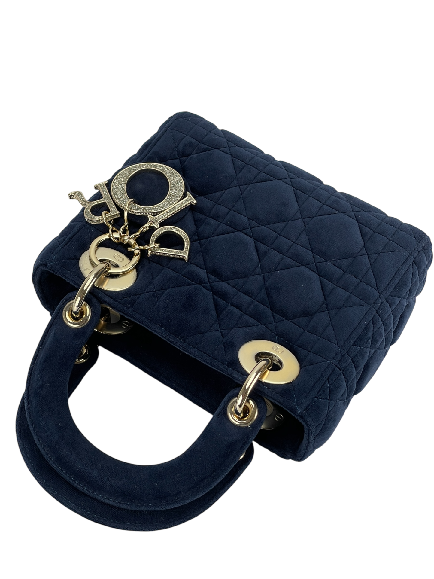 CHRISTIAN DIOR - Blue Lady Dior Velvet Handbag