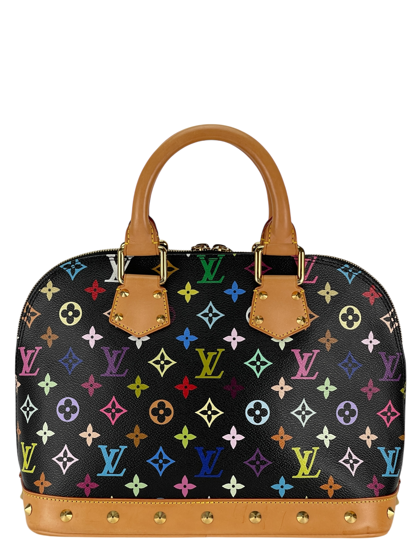 LOUIS VUITTON - Black Multicolor Monogram Alma Coated Canvas Top Handle Bag