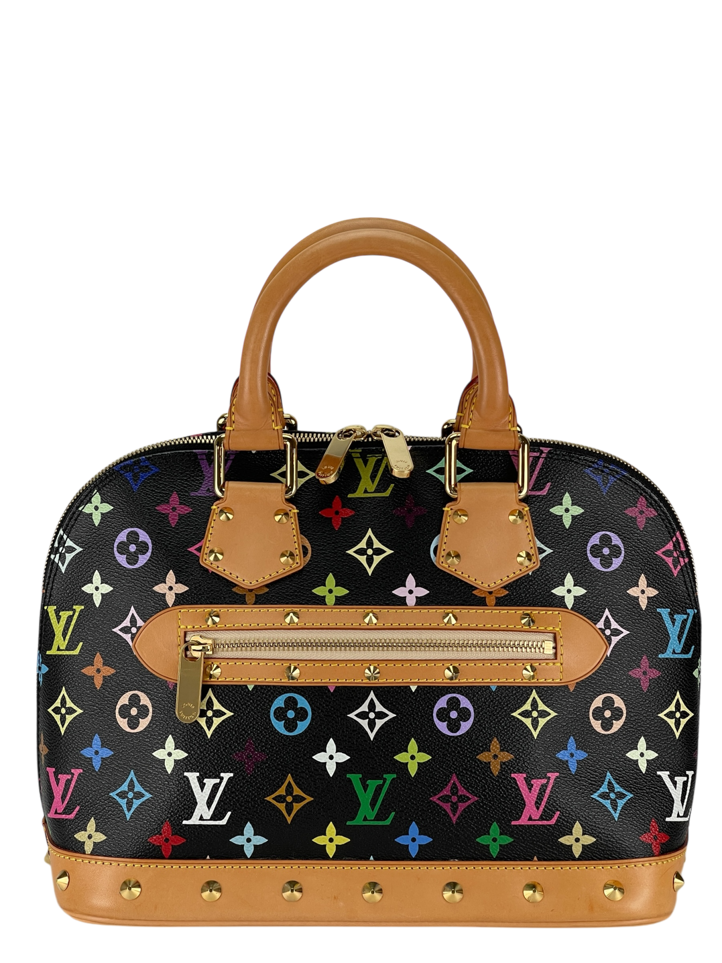 LOUIS VUITTON - Black Multicolor Monogram Alma Coated Canvas Top Handle Bag