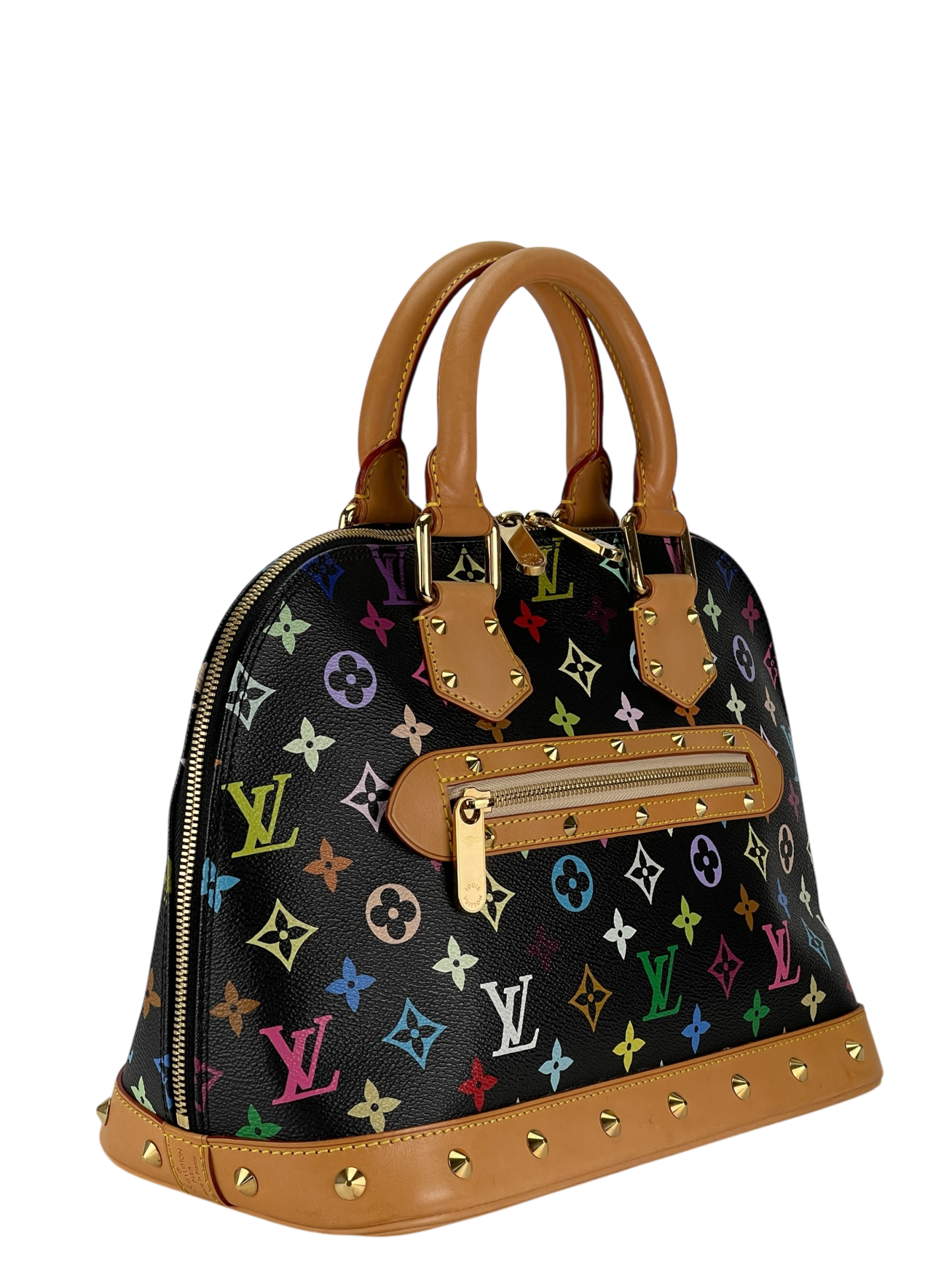 LOUIS VUITTON - Black Multicolor Monogram Alma Coated Canvas Top Handle Bag