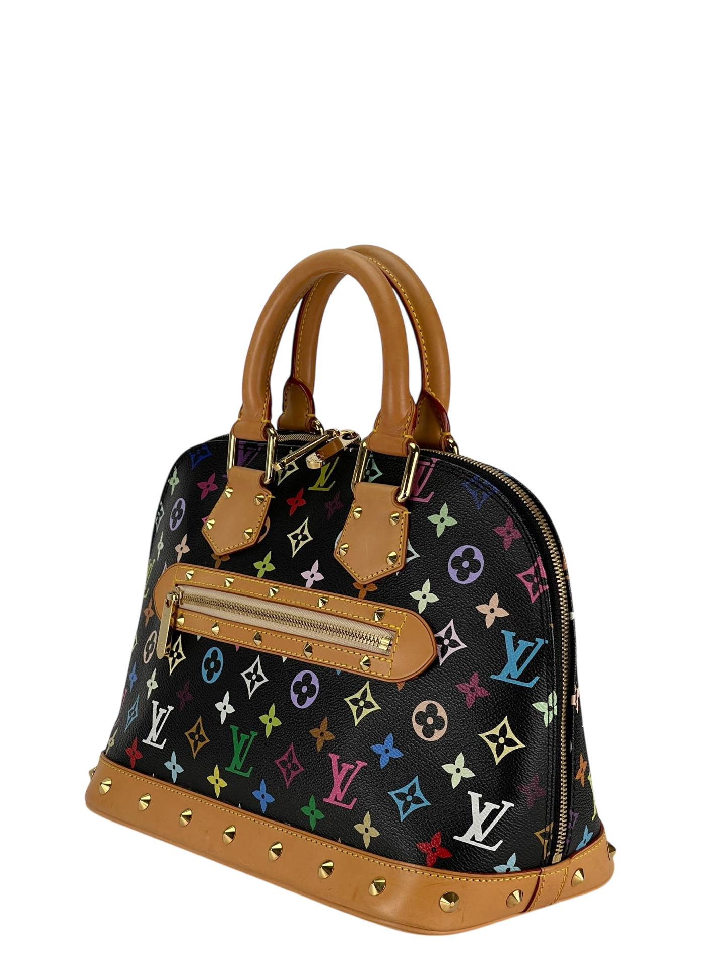 LOUIS VUITTON - Black Multicolor Monogram Alma Coated Canvas Top Handle Bag