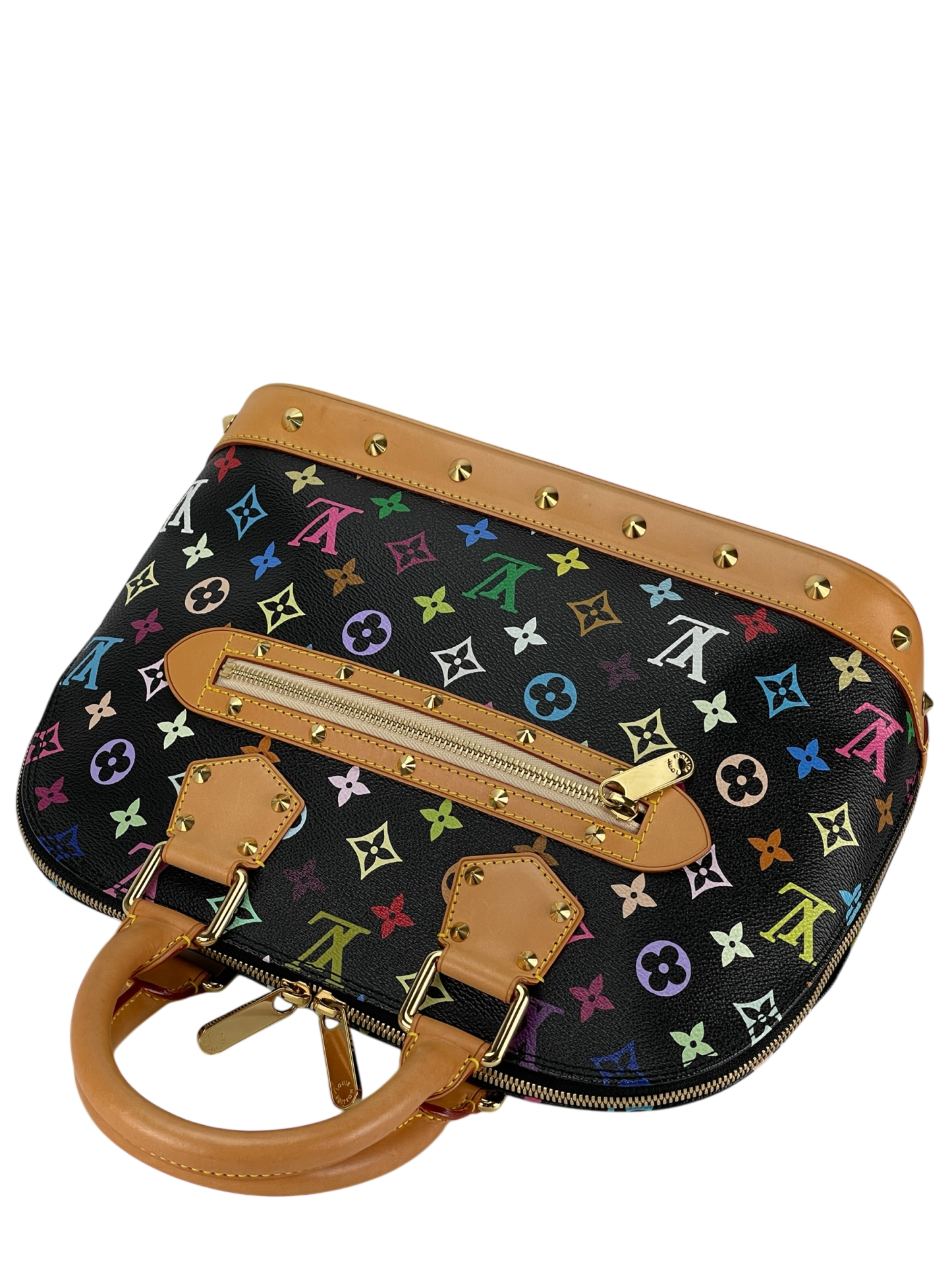 LOUIS VUITTON - Black Multicolor Monogram Alma Coated Canvas Top Handle Bag