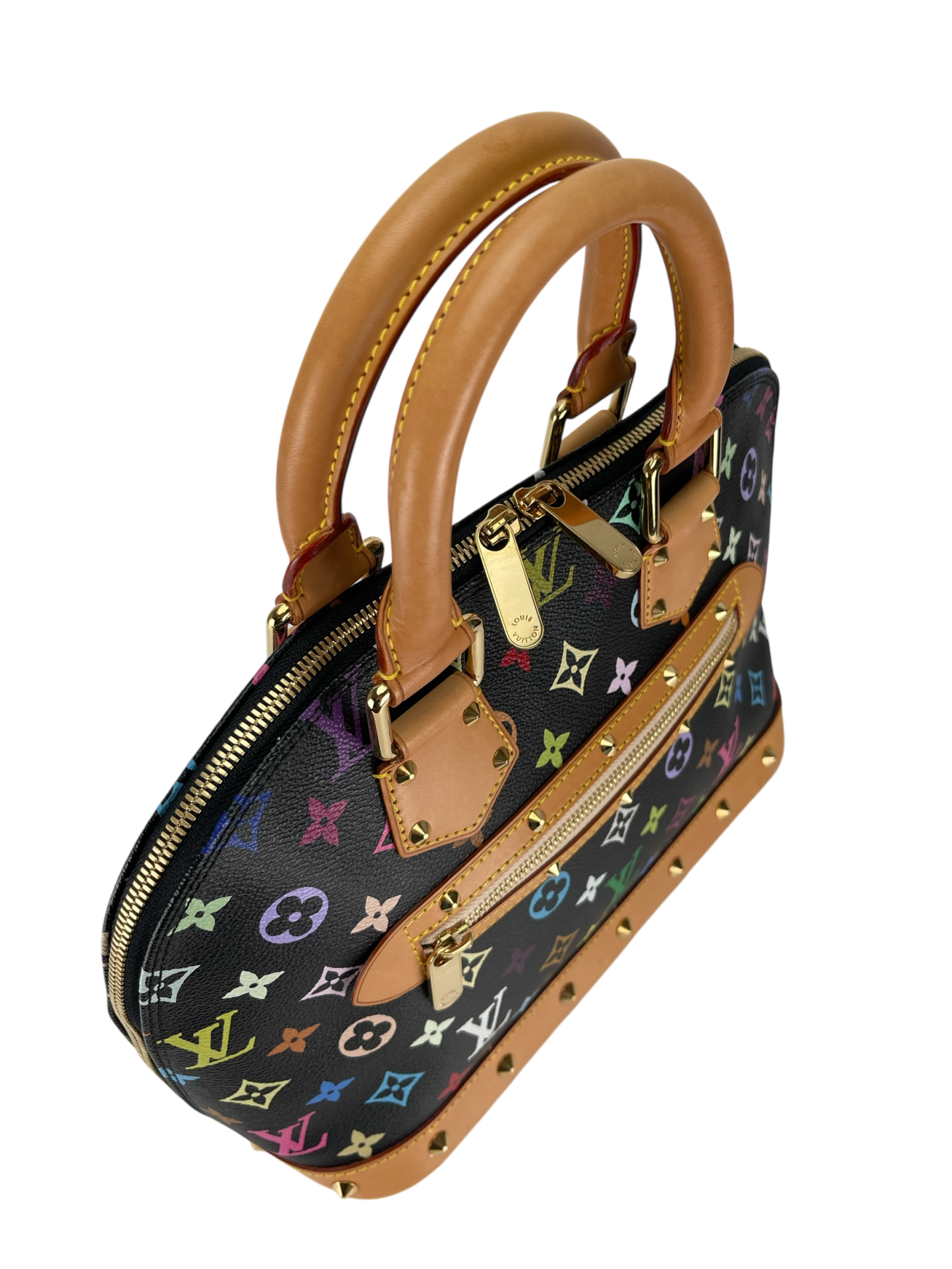 LOUIS VUITTON - Black Multicolor Monogram Alma Coated Canvas Top Handle Bag
