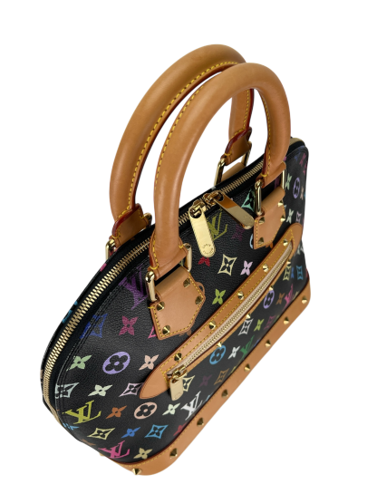 LOUIS VUITTON - Black Multicolor Monogram Alma Coated Canvas Top Handle Bag 