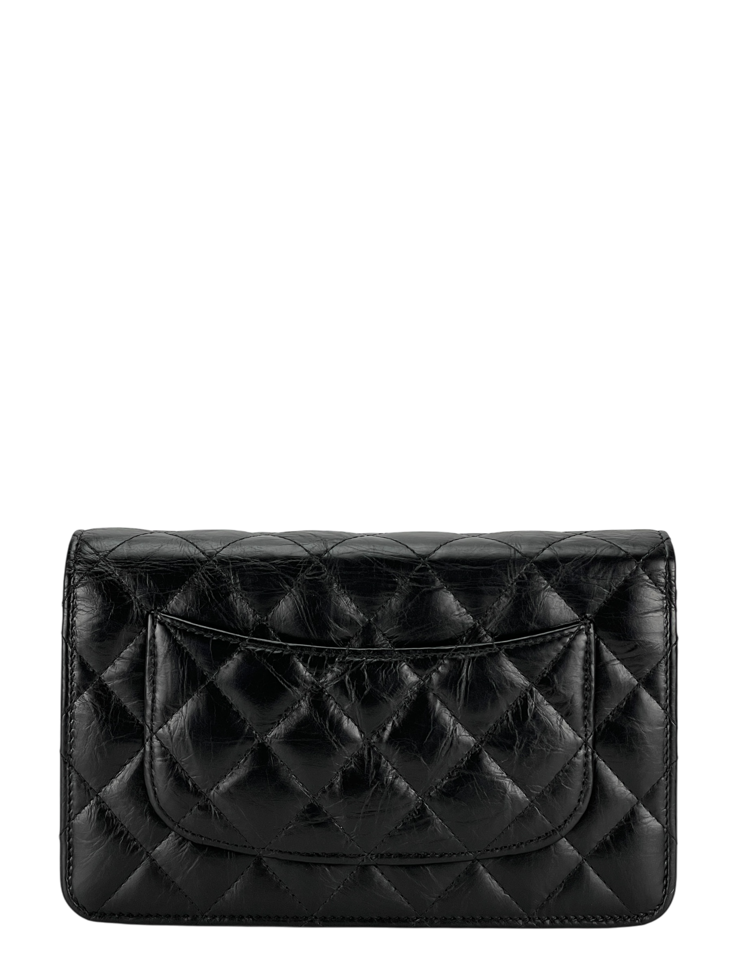 CHANEL - 2.55 Black Calfskin Wallet On Chain Gold-Tone Metal (WOC)