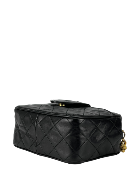 CHANEL - Black Lambskin Mini Chain Shoulder Camera Bag 