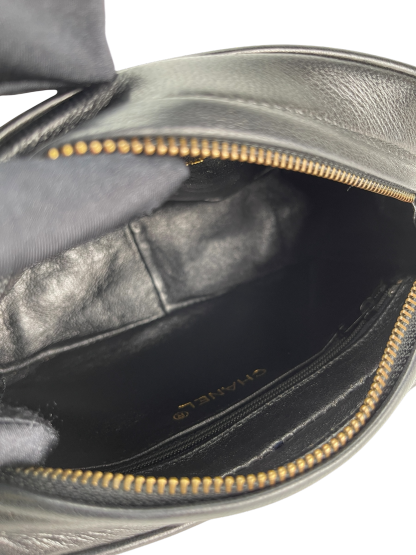CHANEL - Black Lambskin Mini Chain Shoulder Camera Bag 