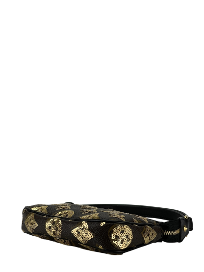 LOUIS VUITTON - Monogram Eclipse Accessory Mini Pochette Handbag Brown Gold Hardware