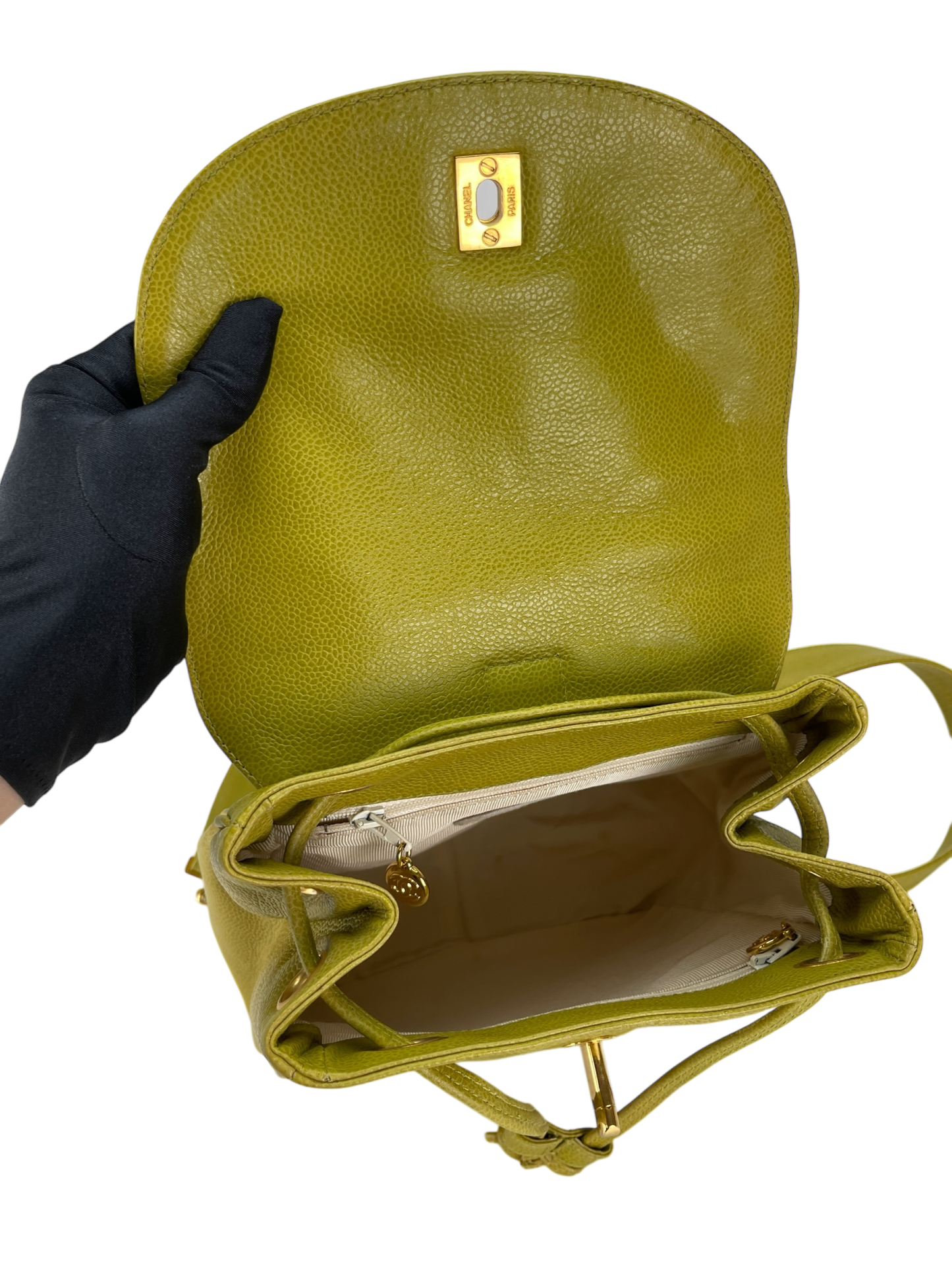 CHANEL - Green Caviar Triple CC Backpack