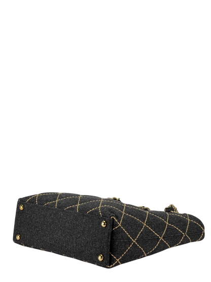 CHANEL - Grey Wild Stitch Wool Chain Tote Bag
