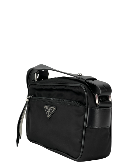 Prada - New Vela Nylon Cross Body Bag Black Silver