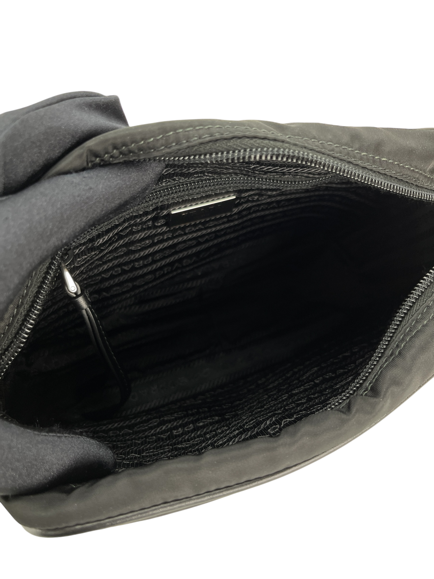 Prada - New Vela Nylon Cross Body Bag Black Silver