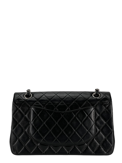 CHANEL - Medium Classic Double Flap Bag Black Lambskin Sliver Hardware (CF25)