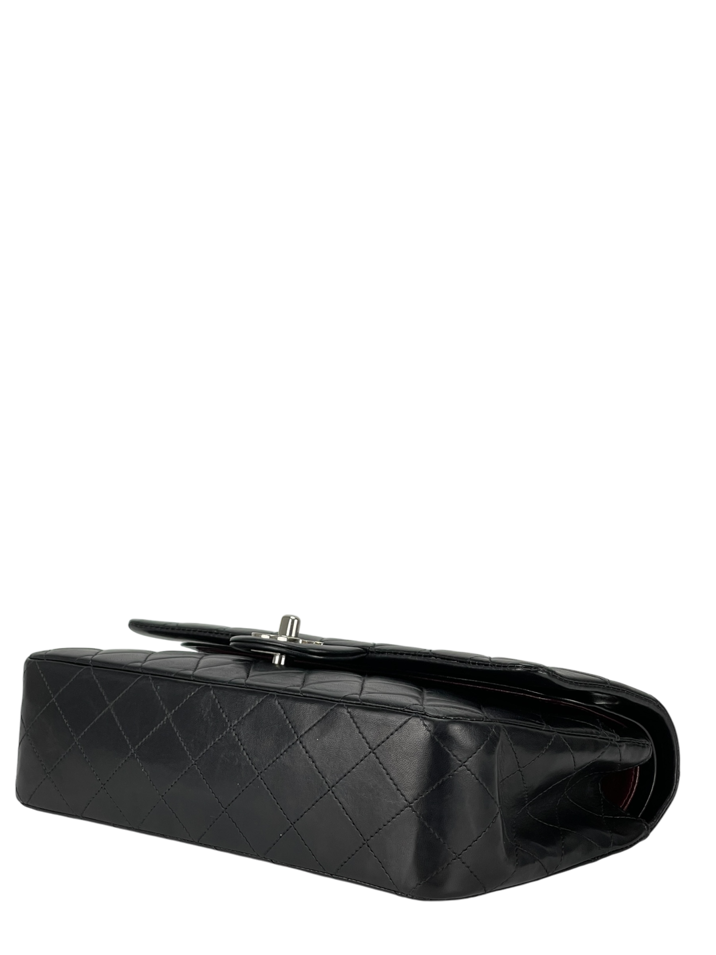 CHANEL - Medium Classic Double Flap Bag Black Lambskin Sliver Hardware (CF25)