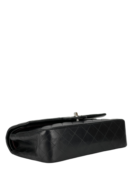 CHANEL - Medium Classic Double Flap Bag Black Lambskin Sliver Hardware (CF25)