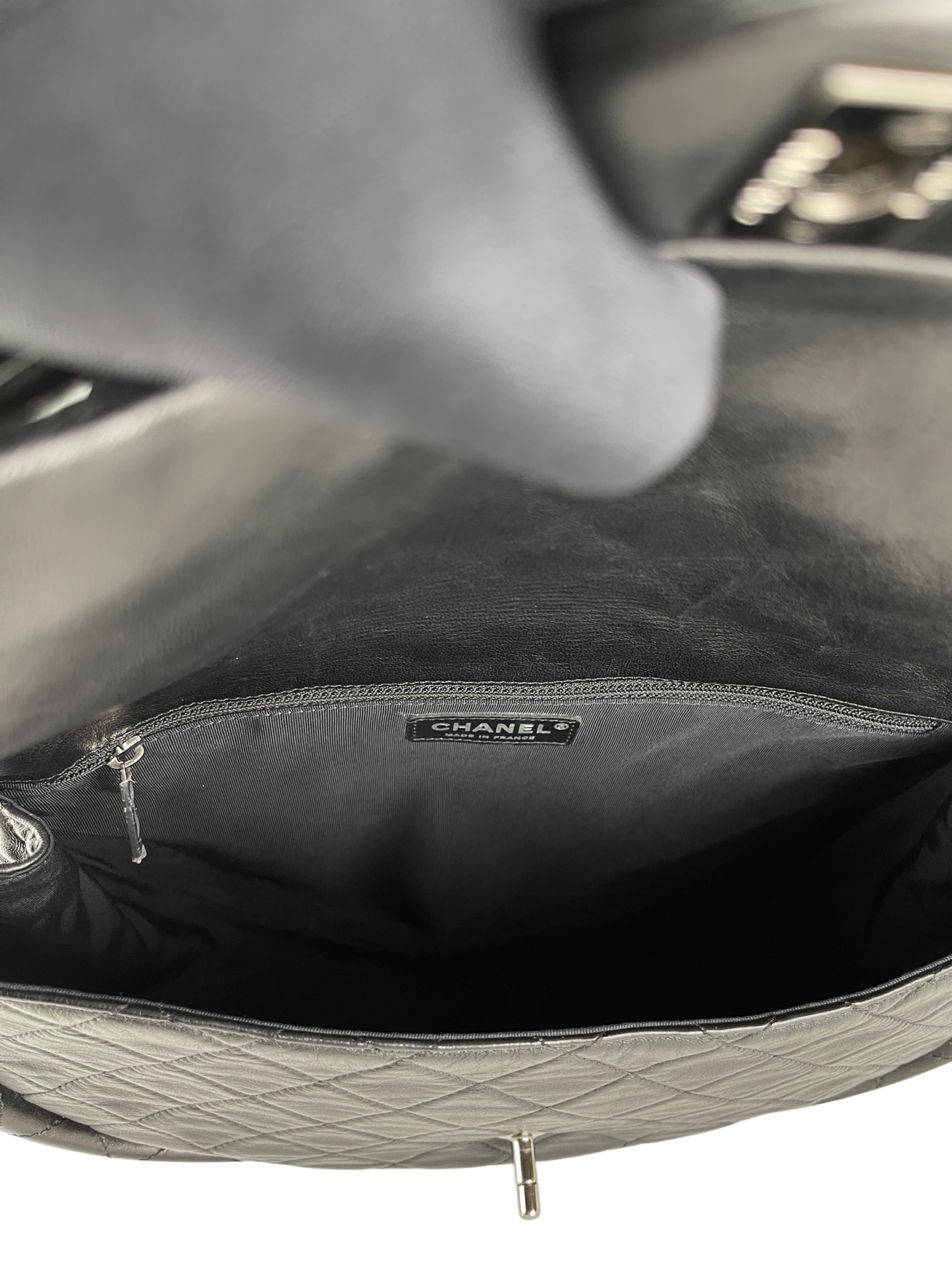 CHANEL - Hula Hoop Black Lambskin Shoulder Bag Handbag Sliver Hardware