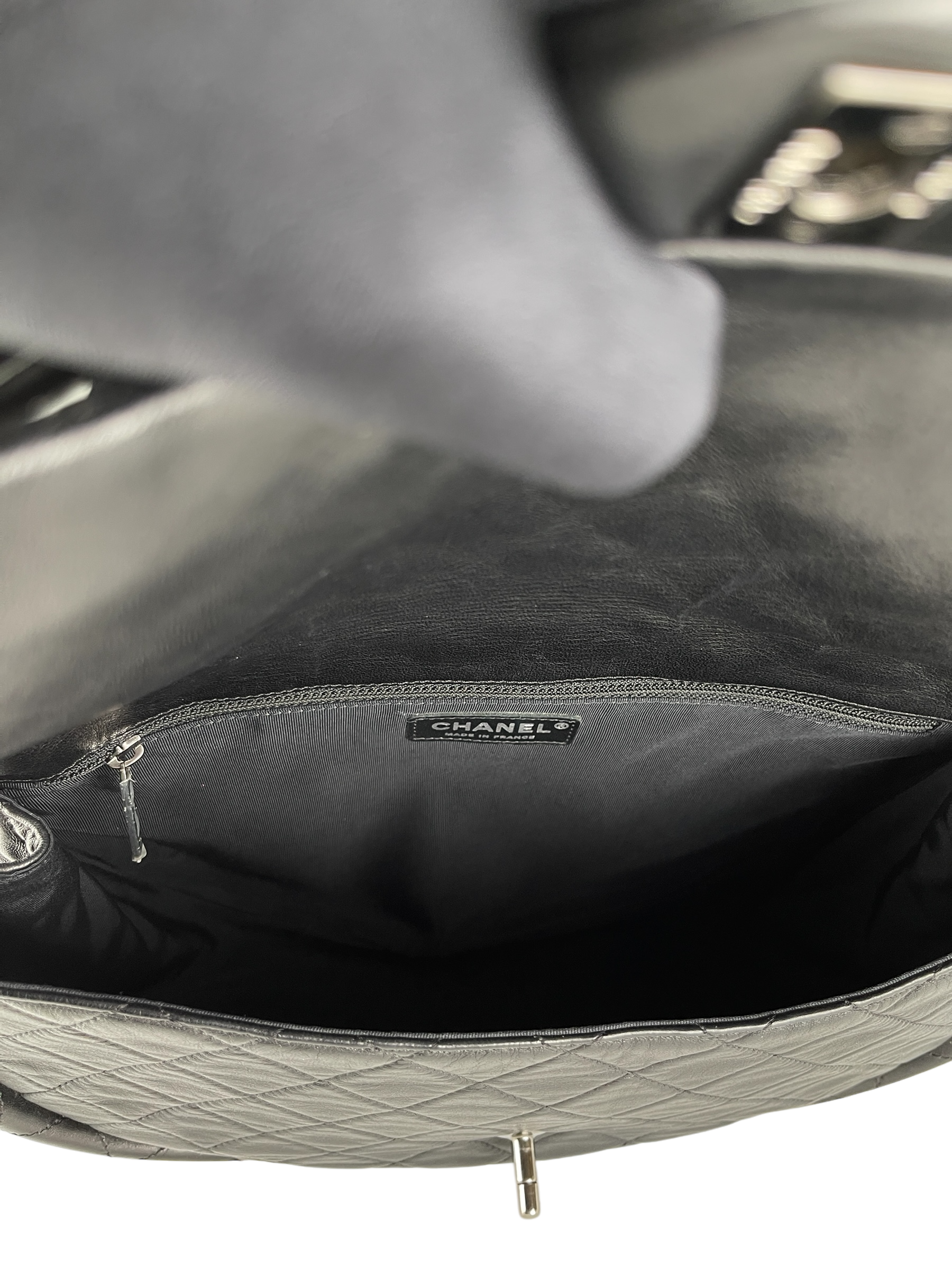 CHANEL -  Hula Hoop Black Lambskin Shoulder Bag Handbag Sliver Hardware