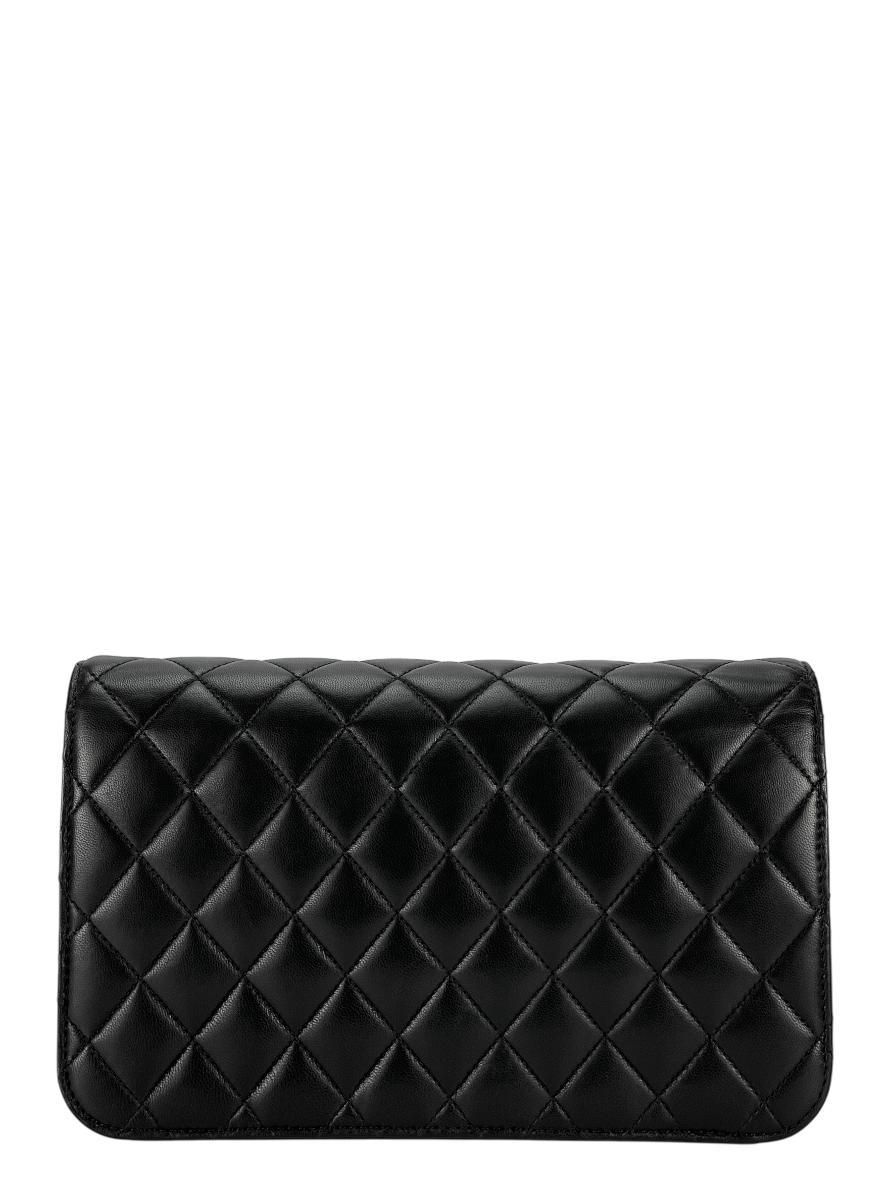 CHANEL - Black Lambskin Turn Lock Full flap Chain Shoulder Bag