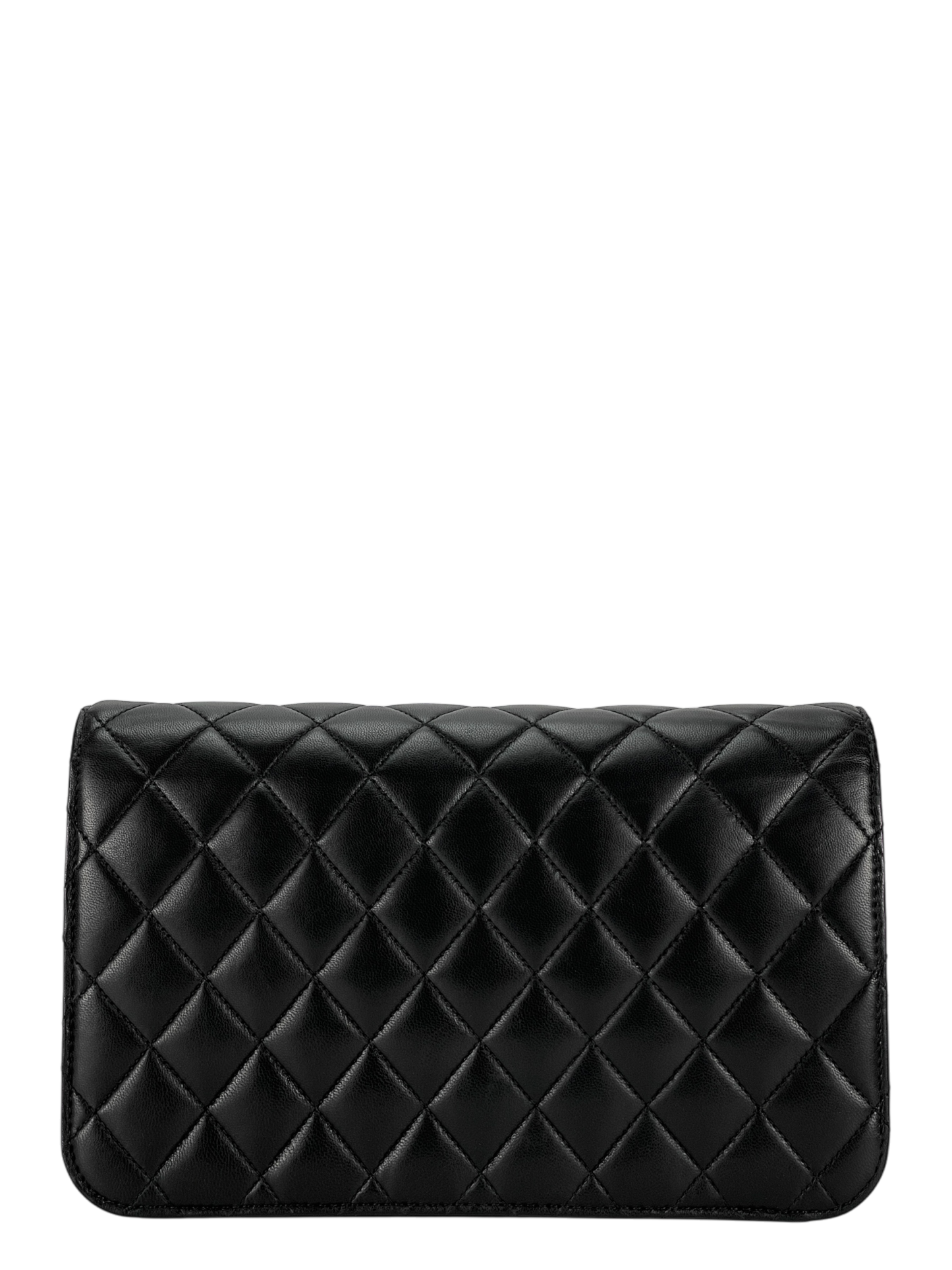 CHANEL - Black Lambskin Turn Lock Full flap Chain Shoulder Bag
