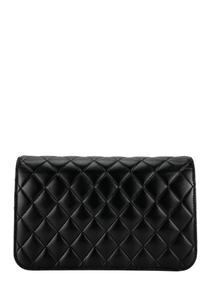 CHANEL - Black Lambskin Turn Lock Full flap Chain Shoulder Bag