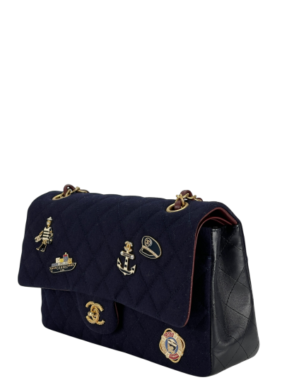 CHANEL - Paris-Hamburg Charms Classic Double Flap Bag Quilted Wool Lambskin Medium