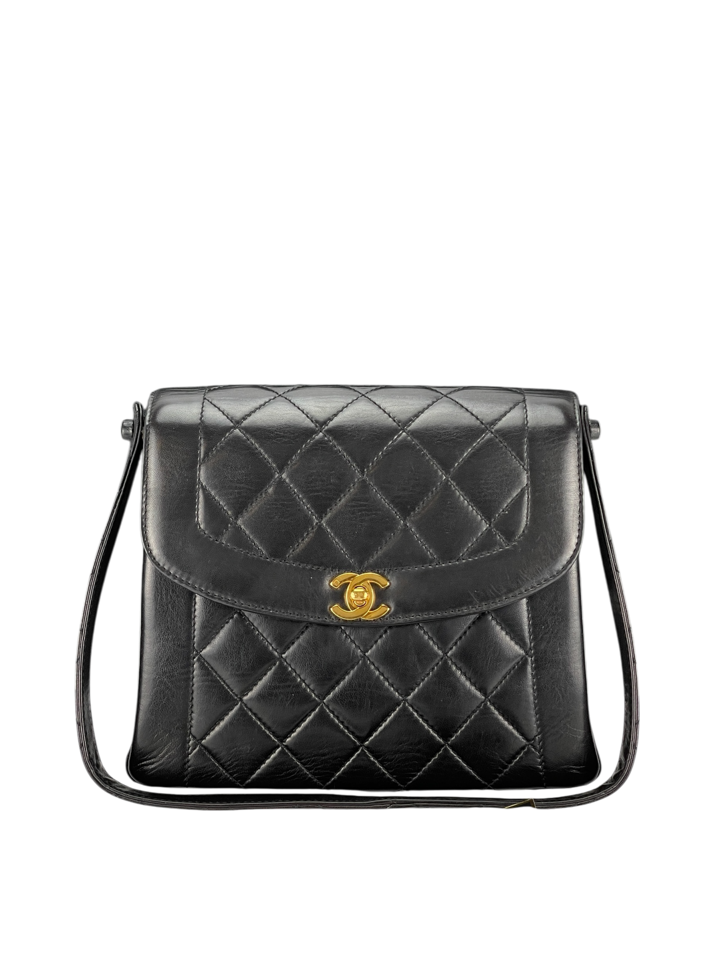 CHANEL - Black Lambskin Diana Shoulder Bag