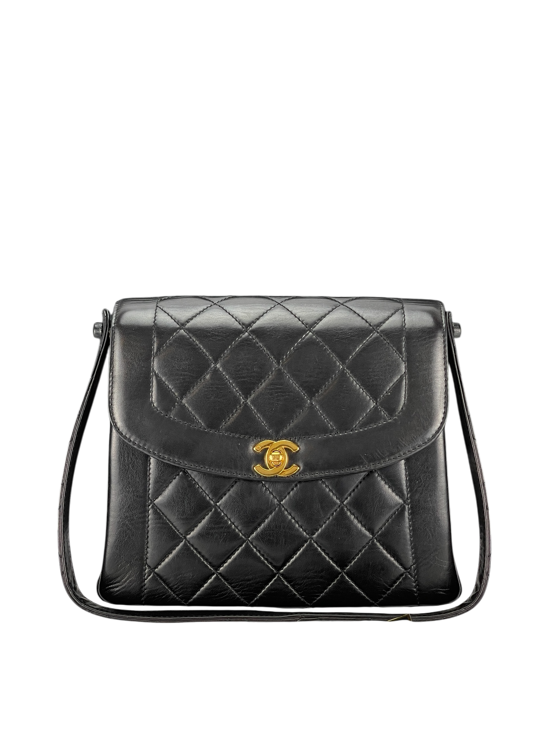 CHANEL - Black Lambskin Diana Shoulder Bag